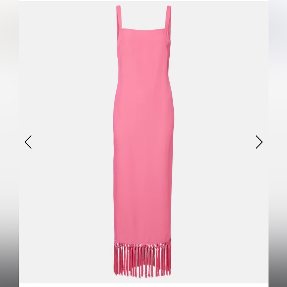 Square-Neck Pink Maxi Dress with Slim Straps
